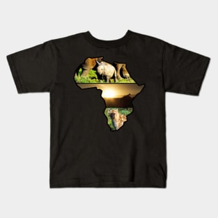 African Wildlife Continent Collage Kids T-Shirt